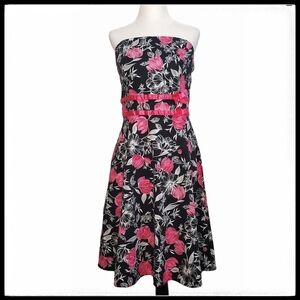 Oasis Womwn's Floral Strapless Dress Ribbon Size 10